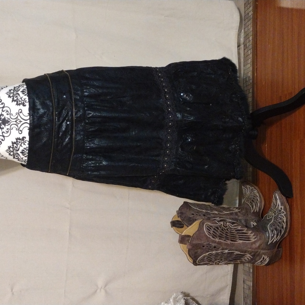 Black BC Black Cat Fashion Skirt Gypsy Mori Country Western NWT 28' Naturecore